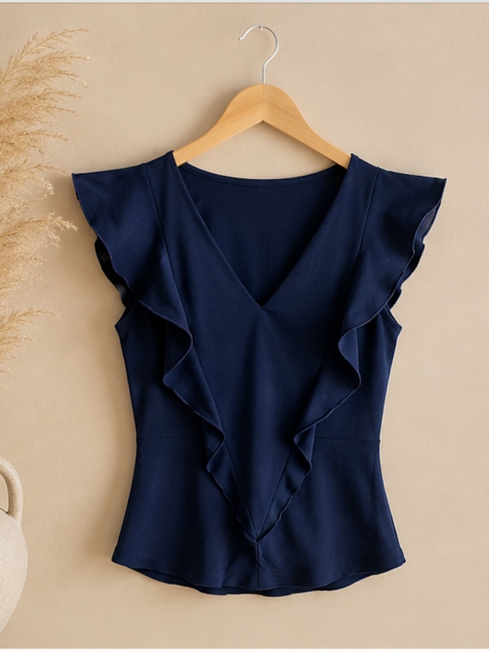 Dynamite Navy Blue Ruffle Top XS ✨ - Picture 3 of 8
